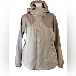 Patagonia Women’s Medium Light Gray Rain Jacket Warm Hooded Spring Fall